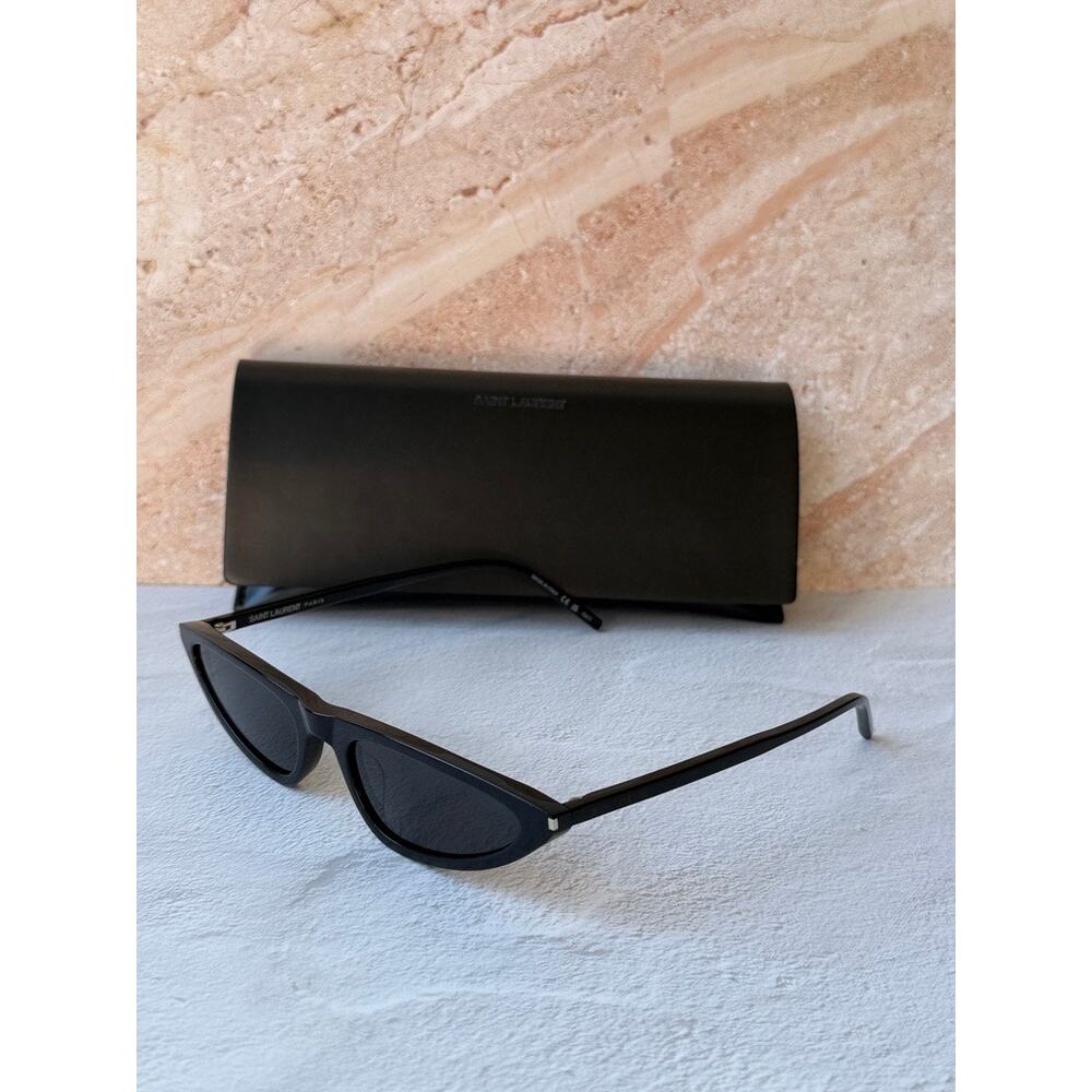NEW Saint Laurent SL703 Black Slim Cat Eye Sunglasses - Picture 3 of 6